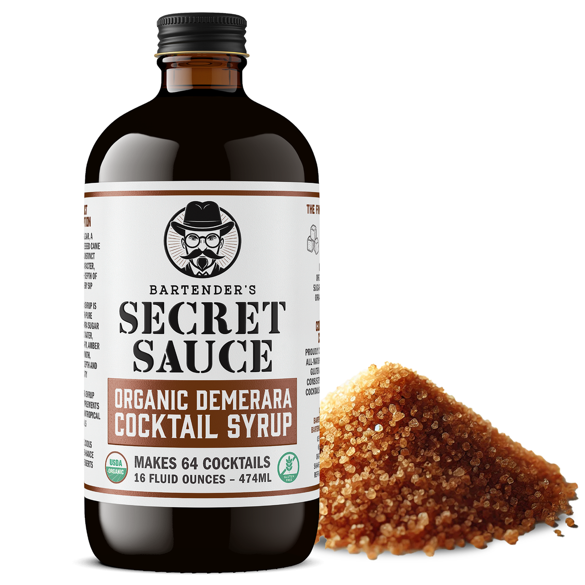 Bartender&#39;s Secret Sauce USDA Organic Demerara Cocktail Syrup - 16 Ounce