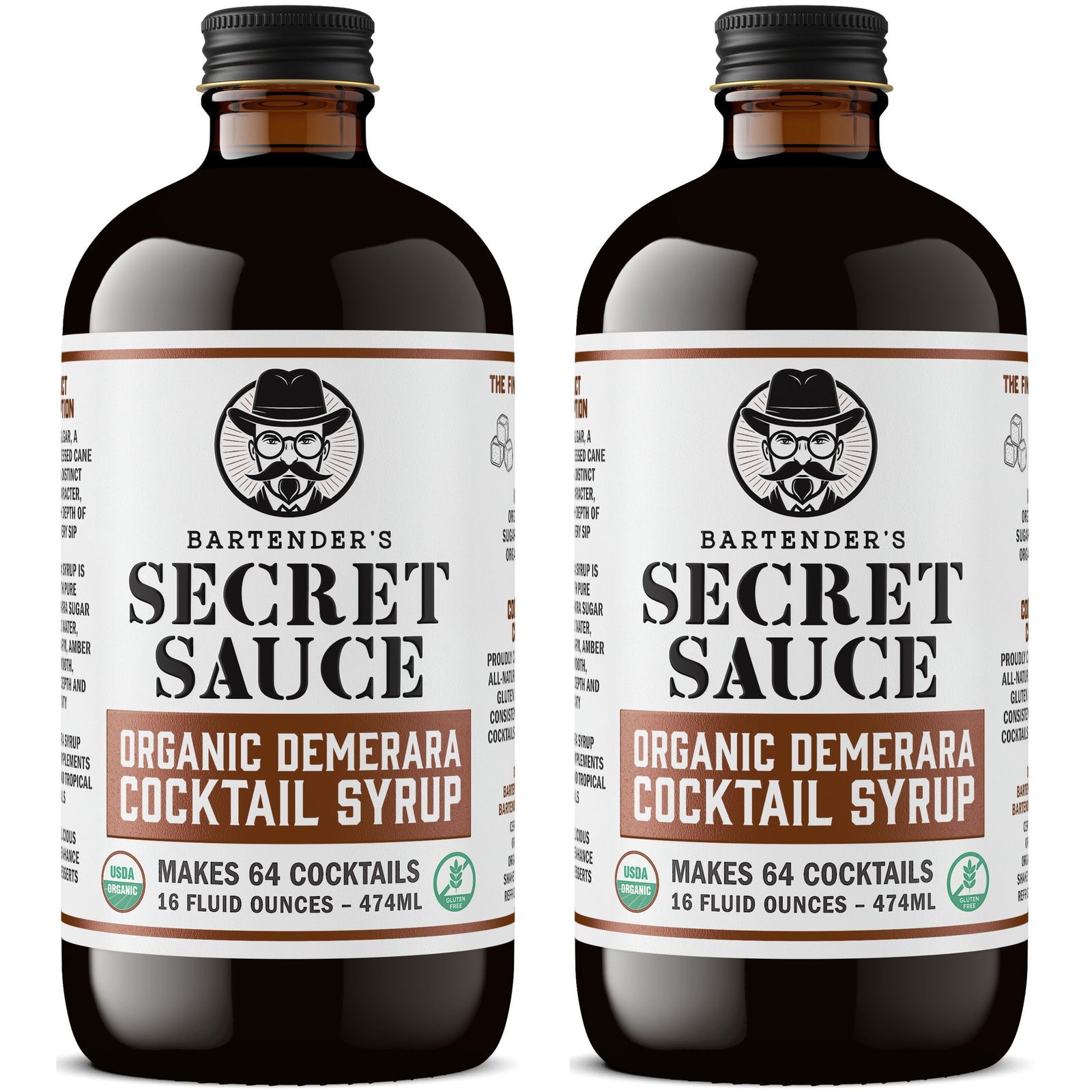 Bartender’s Secret Sauce USDA Organic Demerara Syrup – 16 oz 2-Pack (Cocktails, Coffee & Kitchen, Gluten-Free, OU Kosher)