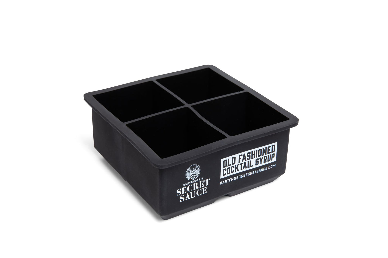 Bartender’s Secret Sauce – Silicone 4-Cube Ice Mold for Old Fashioneds & Whiskey Cocktails (2” Large Square Cubes)